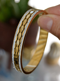 Bracelet Manchette Zircon Or