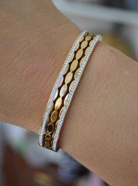 Bracelet Manchette Zircon Or