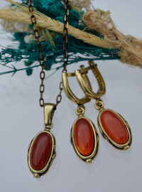 Ensemble Collier & Boucles d'Oreilles Agate Multicolore