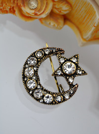 Broche Lune Étoile - Bronze