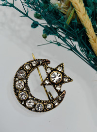 Broche Lune Étoile - Bronze