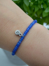 Bracelet Rondelle de Jade Bleu Bleu