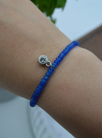 Bracelet Rondelle de Jade Bleu Bleu