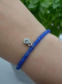 Bracelet Rondelle de Jade Bleu Bleu