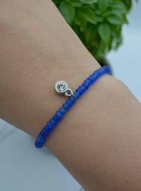Bracelet Rondelle de Jade Bleu Bleu