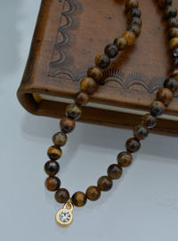 Collier Perles Oeil de Tigre Marron