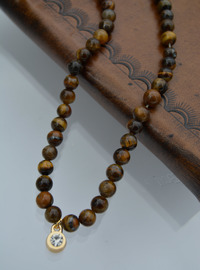 Collier Perles Oeil de Tigre Marron