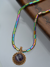 Collier Améthyste & Hématite Multicolore