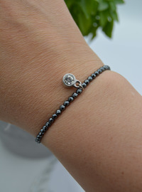 Bracelet Perles Hématite 3mm Gris