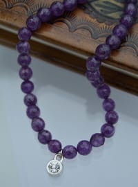 Collier Jade Facetté 6 mm Violet