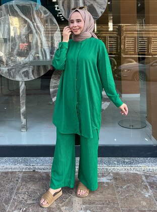 Green - Modest Dress - Efkeyem