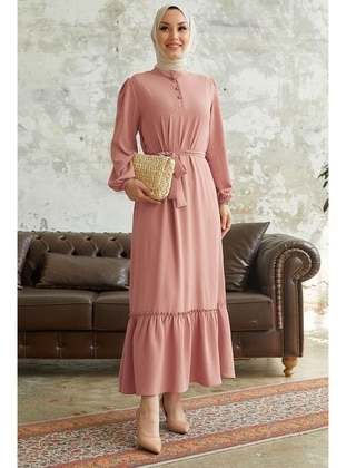 Salmon - Crew neck - Unlined - Modest Dress - InStyle