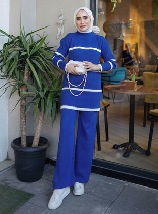 Blue - Knit Suits - SAHRA BUTİK