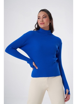Saxe Blue - Knit Sweaters - MIZALLE
