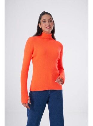 Orange - Knit Sweaters - MIZALLE