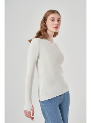 Ecru - Knit Sweaters - MIZALLE