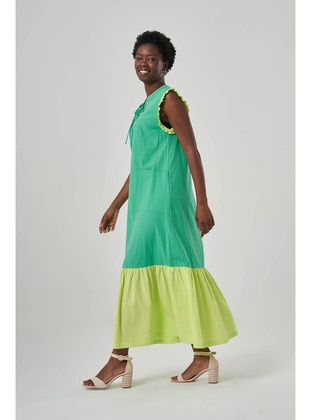 Green - Modest Dress - MIZALLE