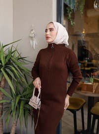 Brown - Unlined - Knit Dresses