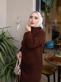 Brown - Unlined - Knit Dresses