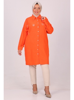 Orange - 1000gr - Plus Size Tunic - Eslina