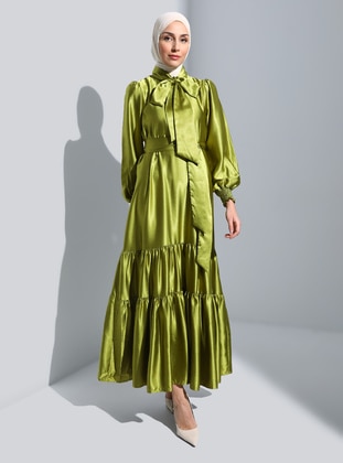 Olive Green - Modest Evening Dress - Refka