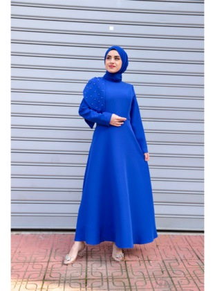 Blue - Modest Dress - Ensa Tesettür