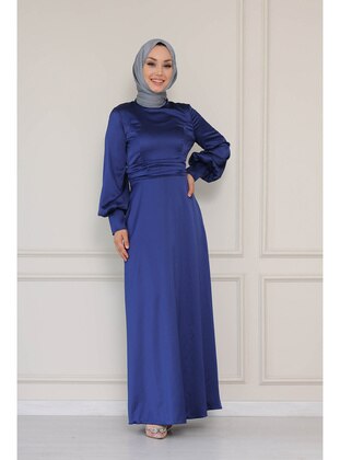 Navy Blue - Modest Evening Dress - SARETEX