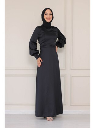 Black - Modest Evening Dress - SARETEX