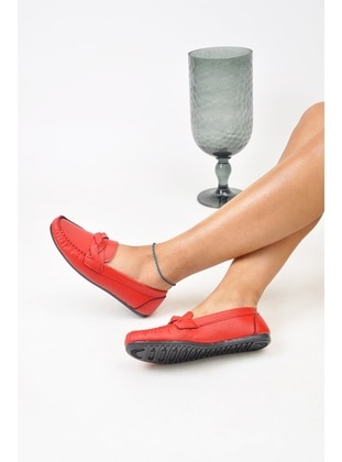 Red - Flat - Flat Shoes - Aska Shoes