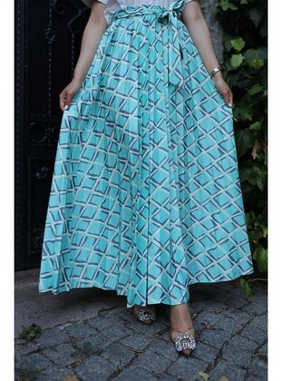 Mint Green - Unlined - Skirt - Burcu Fashion