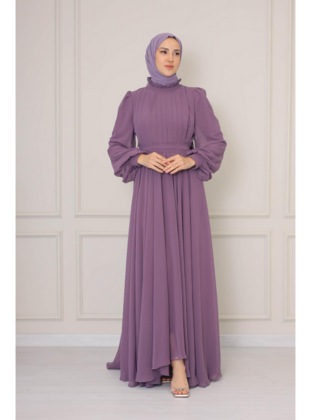 Lilac - Modest Evening Dress - Meqlife