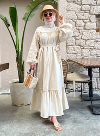 Cream - Unlined - Modest Dress