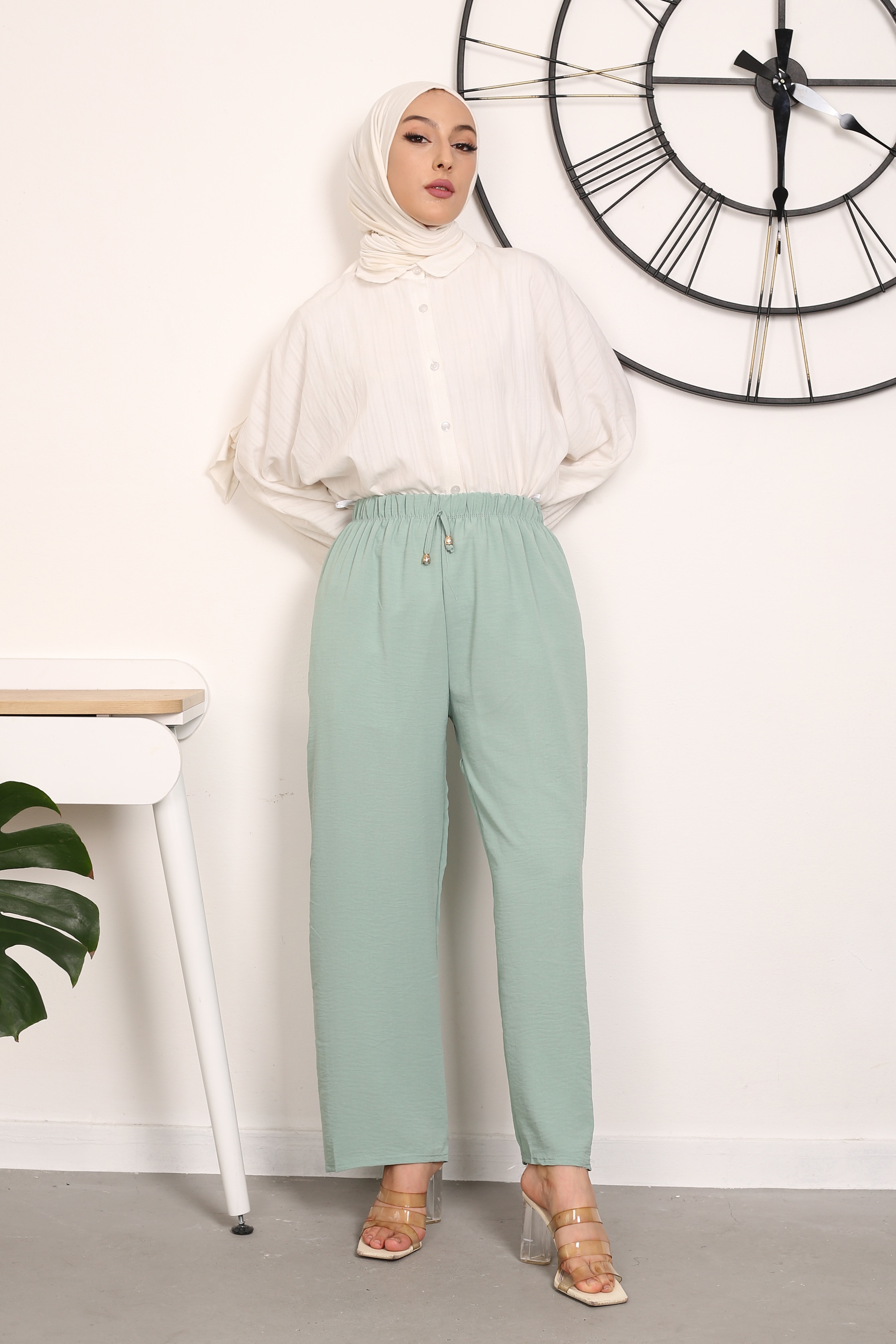 mint green pants