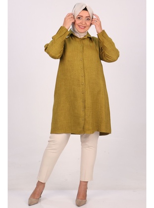 Olive Green - 1000gr - Plus Size Tunic - Eslina