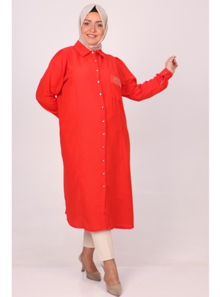 Red - 1000gr - Plus Size Tunic - Eslina