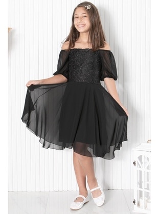 Black - Girls` Evening Dress - MFA Moda