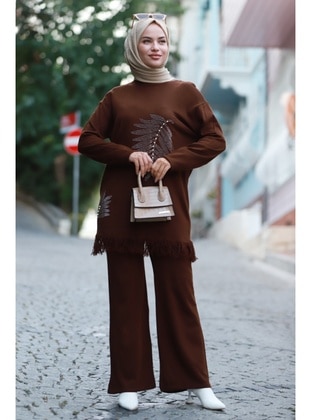 Brown - Knit Suits - Bestenur