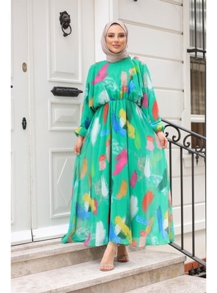 Green - Modest Dress - Meqlife