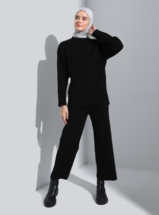 Black - Knit Suits - Threeco
