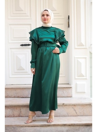 Green - Modest Dress - Meqlife