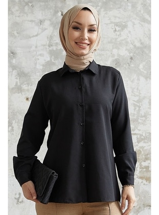 Black - Cuban Collar - Blouses - InStyle