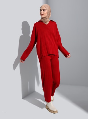 Red - Knit Suits - Threeco