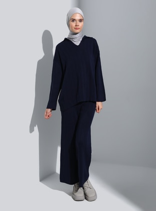 Navy Blue - Knit Suits - Threeco