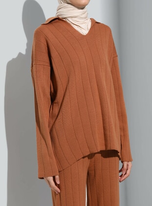 Tan - Knit Suits - Threeco