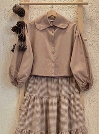 Milky Brown - Unlined - Round Collar - Suit