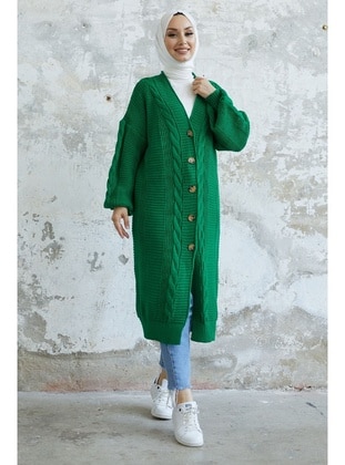 Green - Knit Cardigan - InStyle
