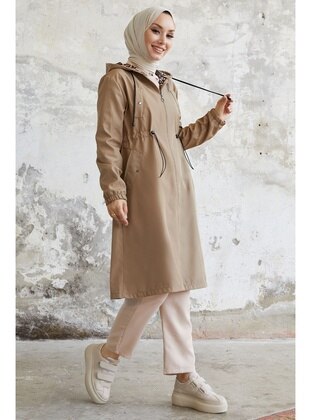 Beige - Hooded collar - Trench Coat - InStyle