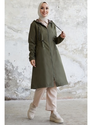 Khaki - Hooded collar - Trench Coat - InStyle