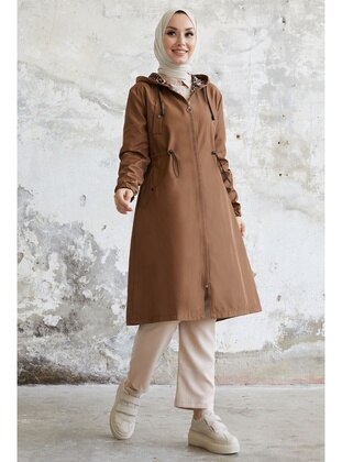 Tan - Hooded collar - Trench Coat - InStyle
