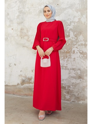 Red - Modest Dress - Vavinor